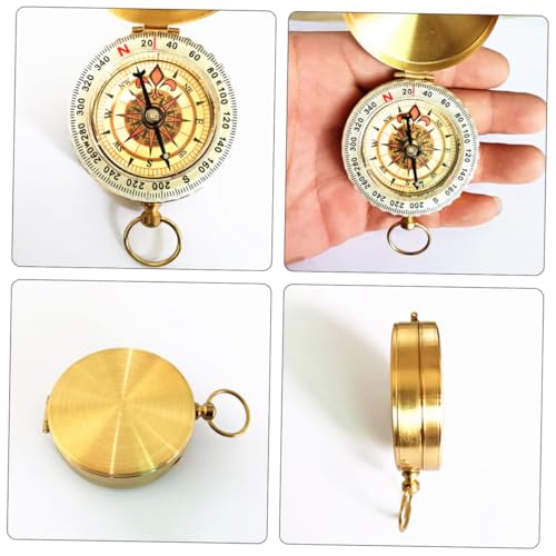 Brújula de bolsillo metálica vintage Happyyami portátil miniatura 6