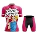 Maillot Cyclisme Femme Tenue Cycliste Manche Courte,Vêtements Vélo VTT Jerseys Shirt Cycling et Cuissard Avec 9D Coussin en Gel,Ensemble Combinaisons Bicyclette Route Respirant Séchage Rapide(5,S)
