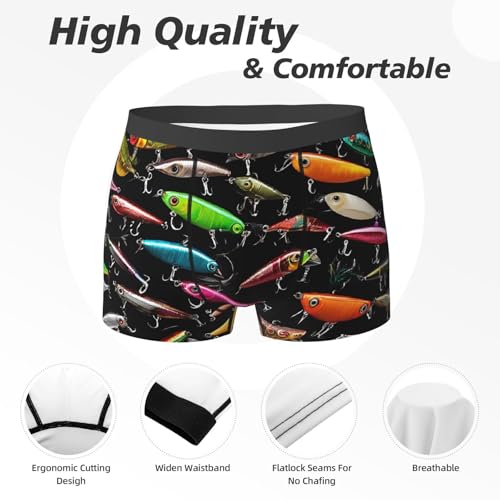 Fishing Lure Print Men'S Boxer Briefs With Elastic Comfort Fit Design For All-Day Wear2