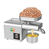 Fácil de operar: la máquina automática de prensado de aceite está hecha de acero inoxidable de grado alimenticio 304, fácil de usar; solo conéctelo, alimente las semillas en la tolva, luego presione inicio, se procesará automáticamente.