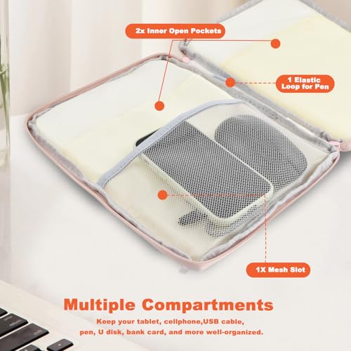 Funda Tablet Impermeable, 12-13 Pulgadas Bolsa Protectora Acolchada Resistente a Golpes y Agua, Estuche Multifuncional Universal para i-P-a-d y Tablets con Bolsillos para Accesorios - imagen 6