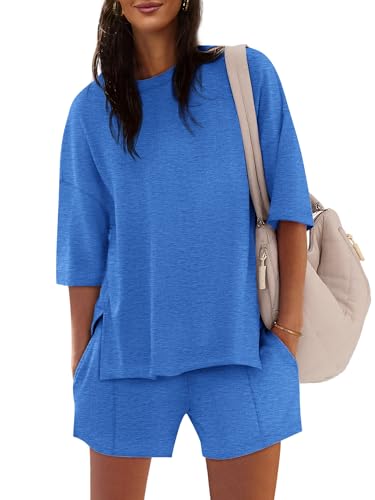 COCCKO Womens Two Piece Outfits Summer Casual Oversized Maternity Matching Shorts Sets Women Clothing