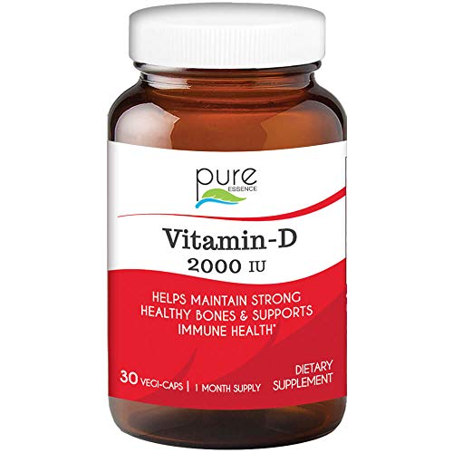 Pure Essence Labs Vitamin D 2000 IU - Best Immune Support for Adults - Organic & Nature Vitamins - Immunity Booster & Dietary Supplements (30 Capsules)