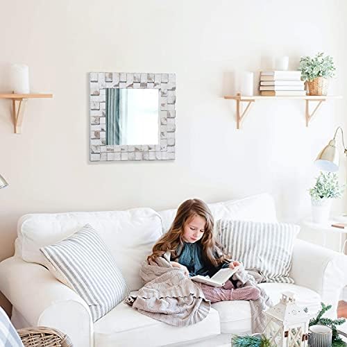 AOAOPQ Wall Mirror for Bathroom Modern Vertical or Horizontal Hanging Vanity Mirror for Bedroom, Living Room and Entryway 43.5 cm White