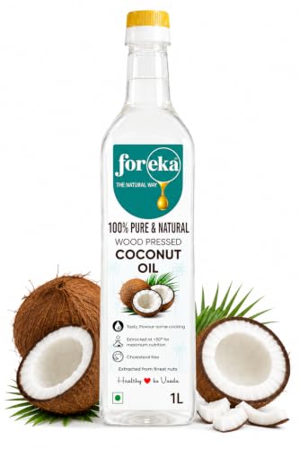 Image of Foreka Virgin Coconut Oil 1L | Cold Pressed, Wood Pressed & Unrefined | Natural Edible Oil for Cooking, Hair & Skin Care | Traditional Chekku /Kolhu Extracted Pure Oil