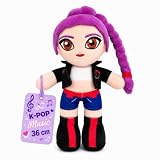Grupo Moya - Peluche K-Pop Music 36 cm, Muñeca de Tela Suave, Muñeco Decorativo de Poliéster, Regalo para Fans de la Música Coreana, Peluche Coleccionable (Lila)