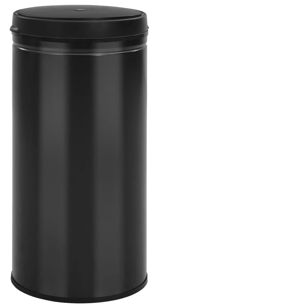 Poubelle automatique anti-odeur de 70 L en acier au carbone noir avec détecteur de mouvement