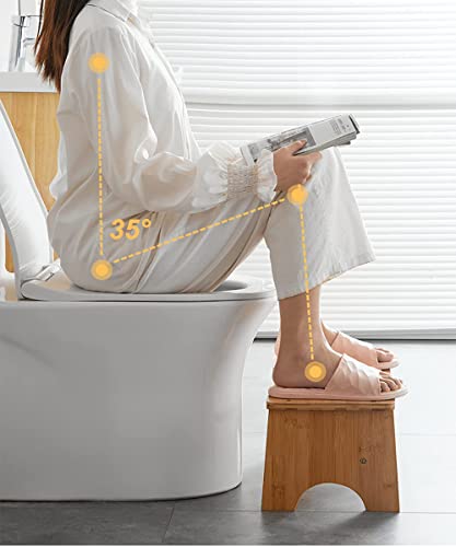 Bamboo Toilet Stool For Adults, Jacnitad 6.5 Inch Toilet Poop Stool, Bathroom Toilet Poop Stool With Non-Slip Mat For Adults, Children, Original Simple Design Healthy Portable Adult Toilet Poop Stool. #TOP3