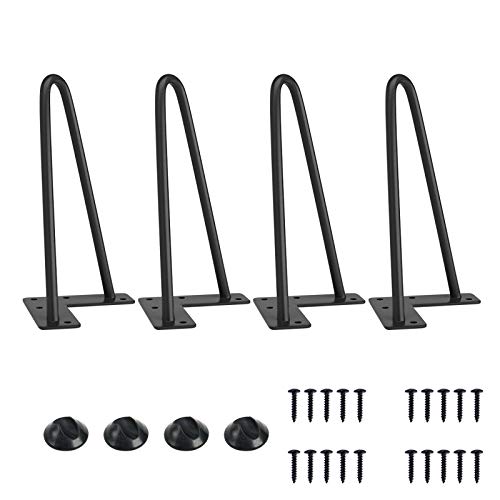 SMARTSTANDARD 8 Inch Heavy Duty Hairpin Furniture Legs, Metal Home DIY Projects for TV Stand, Sofa, Cabinet, etc with Rubber Floor Protectors Black 4PCS