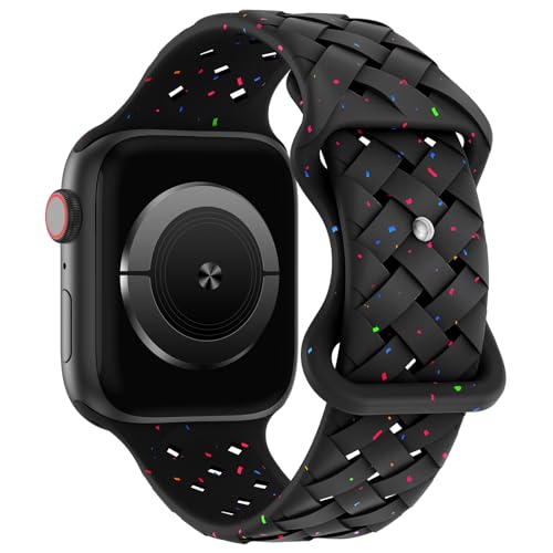 Image of Distore Silicone Braided Weave Bands Compatible with Apple Watch 38mm 40mm 41mm 42mm 44mm 46mm 45mm 49mm, Replacement Sport Breathable Strap for iWatch Series 10 /9 /8 /7 /6 /5 /4 /3 /2 /1 Ultra SE Women Men