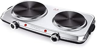 SUNAVO Hot Plates for Cooking, 1800W Electric Double Burner with Handles, 6 Power