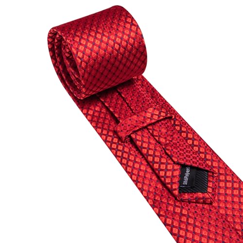 Image of YOHOWA Men Plaid /Striped Ties Set Silk Business Wedding Formal Fashion Necktie and Pocket Square Cufflinks Set