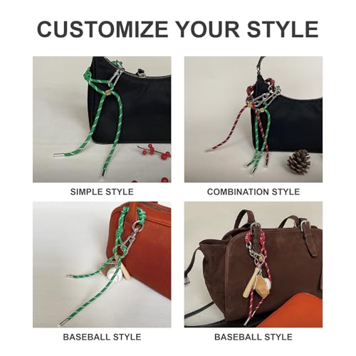 Image of Baseball & Rope Bag Charms - Adjustable Handbag & Backpack Charms, Cute Purse Accessories for Tote Bags & Gifts
