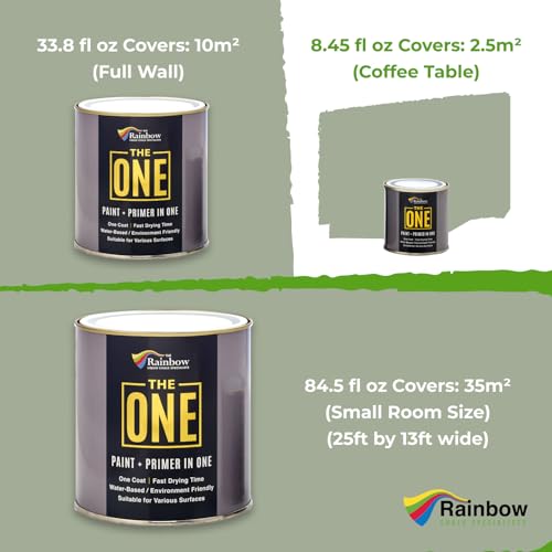 THE ONE All-In-One Paint & Primer - Sage Green Satin, 84.5 Fl Oz/2.5 L | 1 Coat Formula | Easy Indoor & Outdoor Decorating for Home & Garden Walls, Floors & Furniture | Water-Based & Low VOC by THE ONE - Used condition - Image 3