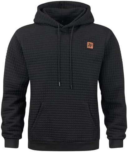 Furpazven Hoodie Herren Pullover Sweatshirt Farbblock Vlies Langarm Kapuzenpullover Sweatjacke mit Tasche