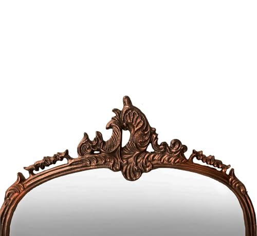 Image of Full Length Mirror with Ornate Frame Tall Standing Floor Mirror for Bedroom, Dressing Room & Living Room (Vintage Copper (Without Stand))
