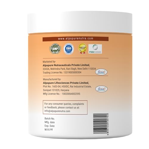 Alpspure Nutra Marine Collagen/Fish Collagen Powder (Pack of 2-300 G Each) with Hyaluronic acid, Vit C, Biotin & Glutathione | Supports Healthy Skin, Hair, Nails & Joints | Orange Flavour