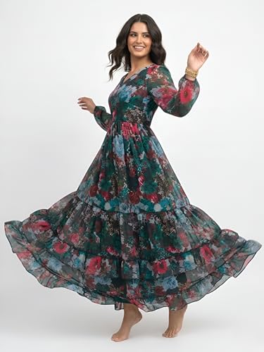 Image of GRECIILOOKS Women's Georgette Dress | Western One Piece Dress for Women Short & Long | Casual Summer Dresses for Beach & Stylish Party Gown fors Women