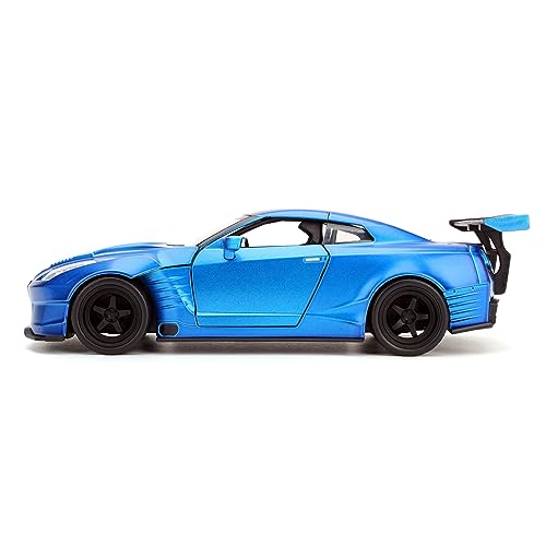 Jada Toys Fast & Furious Brians 2009 Nissan GT-R (R35) Ben Sopra, Auto, Tuning-Modell im Maßstab 1:24, mit Spoiler, zu öffnende Türen, Motorhaube und Kofferraum, Freilauf, blau 253203014