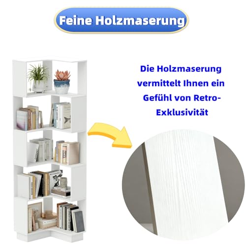 Bibliothèque d’angle S 5 niveaux 175 cm blanc petour