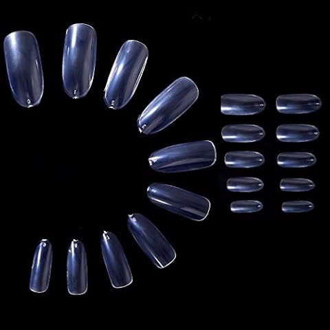Sethexy Long Oval Clear Nails Tips 500PCS 10Sizes Full Cover Nails Tips Artifical False Nails for Nails Art Salon& Home DIY Cover