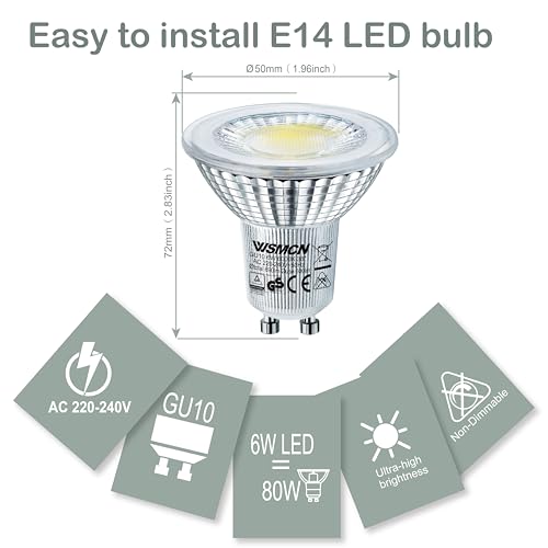 WSMCN GU10 LED Bulbs 6W, Cool White 6000K 600lm, 80W Halogen Bulb Equivalent, Energy Saving Light Bulbs, PAR16 Spotlight Bulb - Image 3
