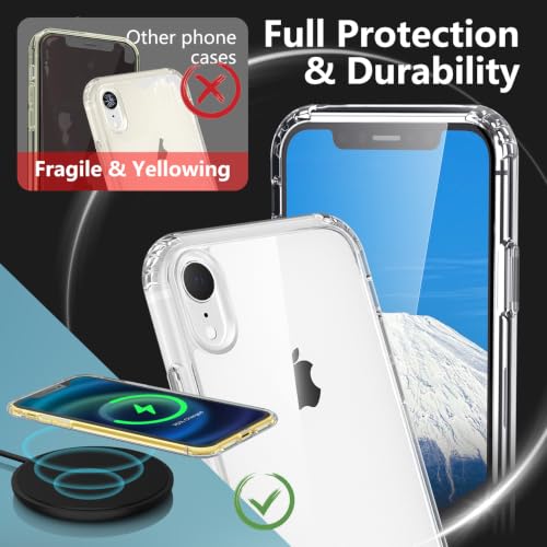 Image of ONES for iPhone XR Case Clear, [PC + TPU Hybrid][Military-Grade Drop Protection][Anti-Yellowing], Shockproof Silicone Hard Cover for iPhone XR, Transparent Slim Case