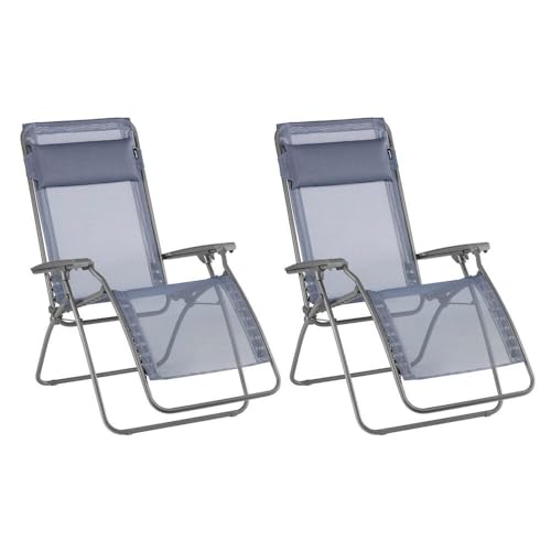 Lafuma MOBILIER - Lot De 2 Fauteuils Relax Zéro Gravité - Rclip - Batyline® Iso - Bleu Ocean - Fabriqué en France - BDL0010_9870 - Garantie 5 Ans -...