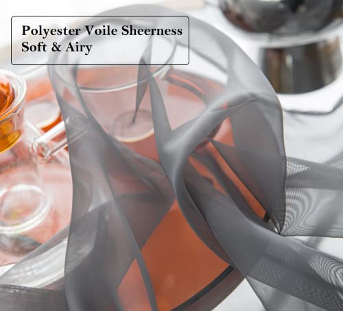 Pi Short Sheer Curtains 63 Inches Long With Grommet,Casual Voile Sheer Window Curtain For Dinning Room/Kitchen 2 Panels (W42 X L63, Dark Grey) #TOP1