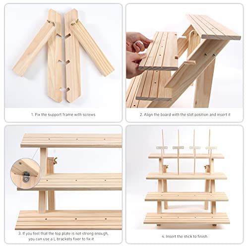 4 Tier Wooden Display Stand Riser Cupcake Stand Dessert Display Shelves Party Serving Trays Catering Food Holder Donut Stand Collectibles Figures Earring Table Display Stand For Vendors Retail Selling #TOP5