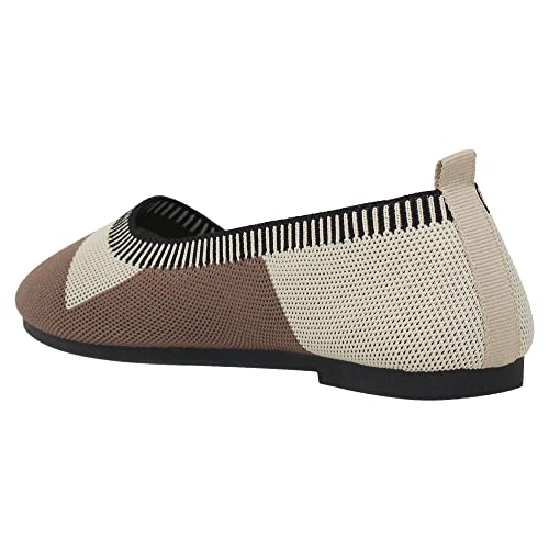 SOBEYO Ballet Flats Comfort Soft-Sole Breathable Sweater Fabric Lightweight Round Toe Shoes3