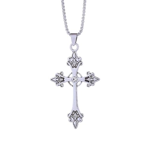 DIAMANTIO 18K Gold Plated Vintage Gothic Cross Pendant Necklace for
