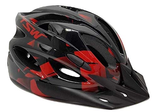 Capacete Tsw Raptor 2 Com Led Preto Vermelho Ciclismo Mtb Tam M