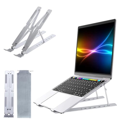 MONADIKOS Adjustable Laptop Stand, Portable Aluminium Laptop Riser, Foldable Ventilated Cooling Computer Support Stand for Apple MacBook Pro/Air, HP, Sony, Dell, More 10-15.6”