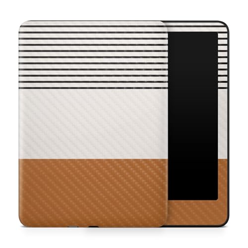 Carbon Fiber Tablet Skin Compatible with Amazon Kindle Paperwhite 12th (2024) - Neutral Stripes - Premium 3M Vinyl Protective Wrap Decal Cover - Easy to Apply | Crafted in The USA by MightySkins