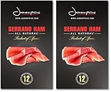 Spanish Serrano Ham Sliced Dry-Cured (3oz) - Spanish Jamon Serrano with NO Nitrates or Nitrites all Natural, GMO Free and Gluten Free - Jamonprive (3 oz Each, Pack of 2 Unit)