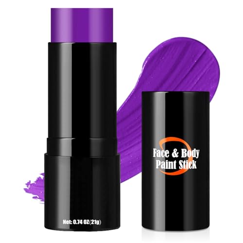 Drawdart Purple Face Body Paint Stick Face Paint Makeup Accessories Full-Coverage Hypoallergenic FacePaint Halloween SFX Cosplay Costume Party Purple Makeup