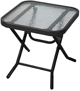 Havnyt Folding Outdoor Side Table Coffee Table Weatherproof Garden Patio Table Metal Black