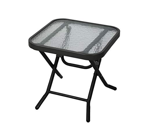 Havnyt Folding Outdoor Side Table Coffee Table Weatherproof Garden Patio Table Metal Black