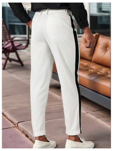 Floerns Men's Stretch Dress Pants Striped Side Work Business Suit Pants3