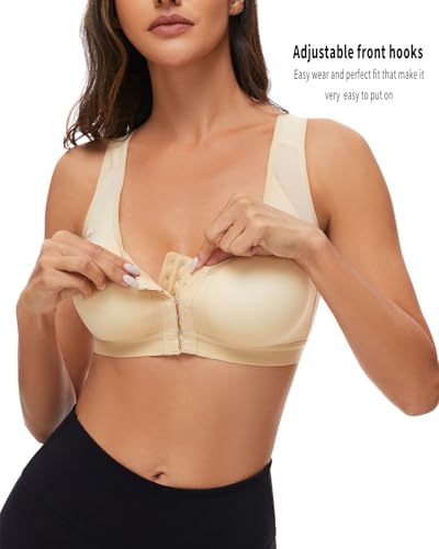 Wireless Front Closure Bras for Women Posture Corrector Bra Back Support Full Back Coverage Smoothing Bra2