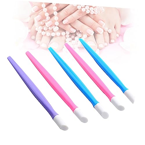 Baluue 10pcs Nail Cuticle Pusher Soft Cuticle Pusher Curved Nail Manicure Tools Random Color