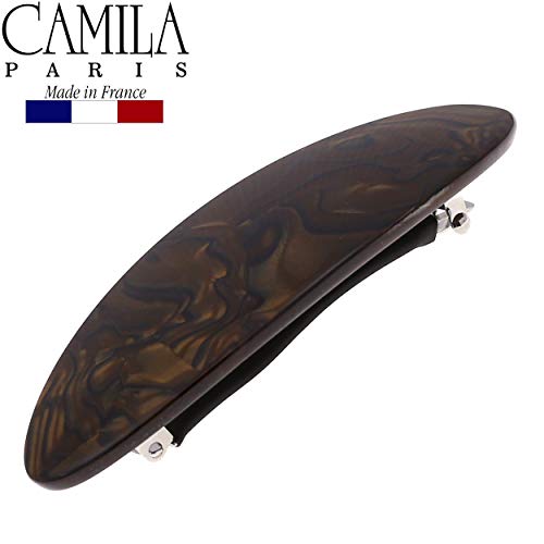 Camila Paris Cp2983 French Hair Barrette Clip Handmade Oval Brown, Strong Hold Grip Hair Clips For Women, No Slip Rubberized Metal Closure, Durable Styling Girls Hair Accessories, Made In France #TOP1