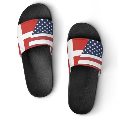 U.S. Denmark Flag House Sandals Non-Slip Bathroom Slippers Beach Summer Shoes for Men Women