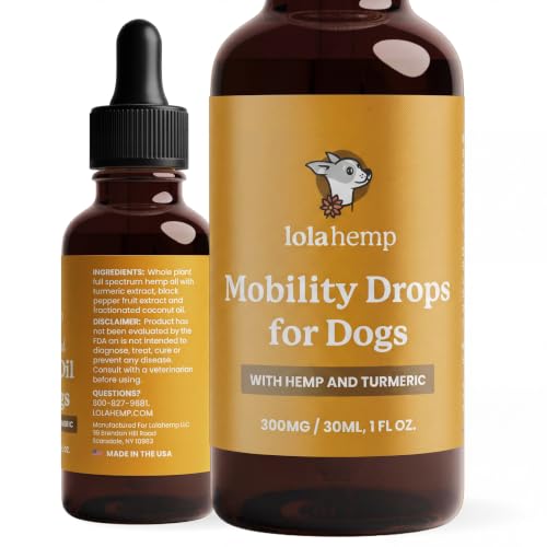 Lolahemp Mobility Drops for Dogs Organic Hemp & Turmeric Whole-Body Mobility Hip & Joint and Everyday Comfort