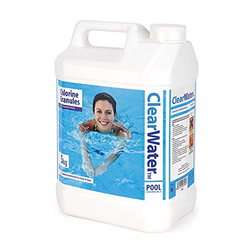 Clearwater CH0004 Chlorine Granules for Hot Tub Spa and Swimming Pool Water Treatment for Rapid Disinfecting and Cleaning, Jerry Can, 5 kg