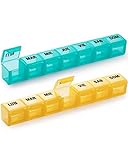 Pastillero Semanal 2 Tomas Español - Organizador de Medicamentos, con 14 Compartimentos (2 Pastilleros, Español)