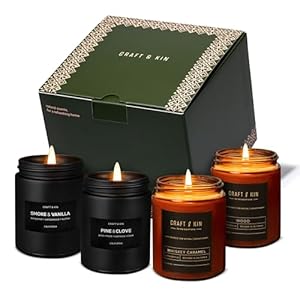 Craft & Kin Scented Candle Gift Set | Embers & Spice Home Scented Candle Sets for House Warming, Men’s Gift Candles