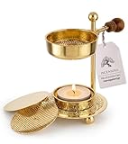 Incensera Räucherstövchen mit Sieb - Gold Weihrauchbrenner für Harze/Kräuter, Robustes Räuchergefäß | Weihrauchbrenner, Räucherstövchen Sieb, Incense Burner, Räuchern Zubehör