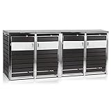 Zelsius Mülltonnenbox 4er Müllbox | 120 - 240 Liter | Anthrazit | inkl. Erweiterungsmöglichkeit | Aufbewahrungsbox für Mülltonnen, Mülltonnenbox 4 Tonnen